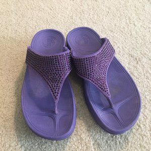 Purple Suede & Rhinestone Fit Flops Size 5